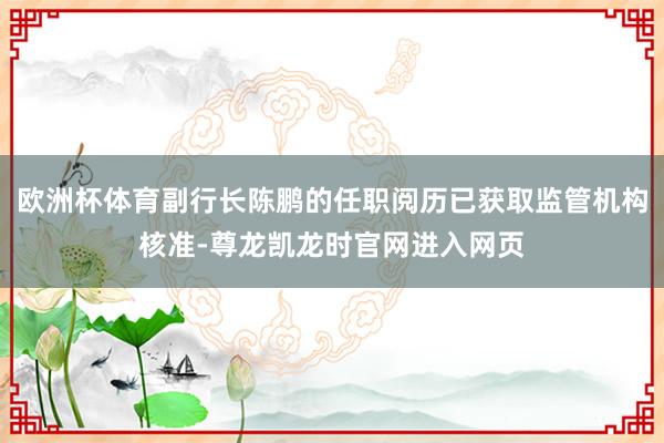 欧洲杯体育副行长陈鹏的任职阅历已获取监管机构核准-尊龙凯龙时官网进入网页