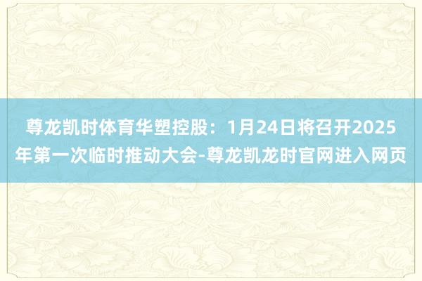 尊龙凯时体育华塑控股：1月24日将召开2025年第一次临时推动大会-尊龙凯龙时官网进入网页