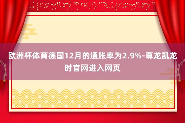 欧洲杯体育德国12月的通胀率为2.9%-尊龙凯龙时官网进入网页