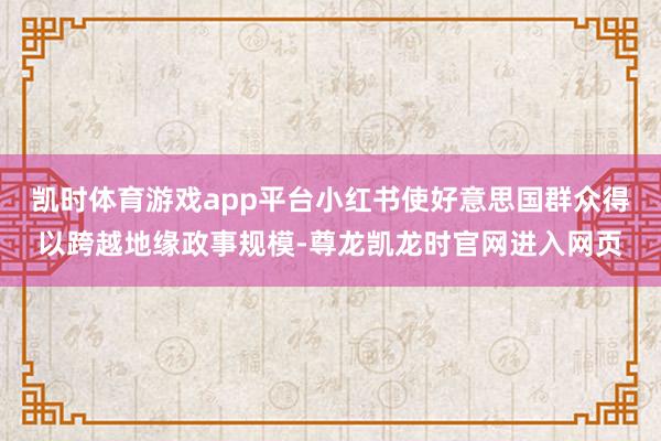 凯时体育游戏app平台小红书使好意思国群众得以跨越地缘政事规模-尊龙凯龙时官网进入网页