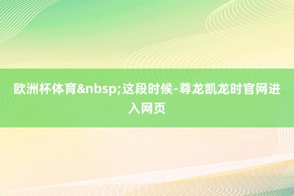 欧洲杯体育这段时候-尊龙凯龙时官网进入网页