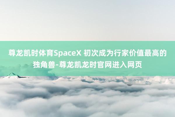 尊龙凯时体育SpaceX 初次成为行家价值最高的独角兽-尊龙凯龙时官网进入网页