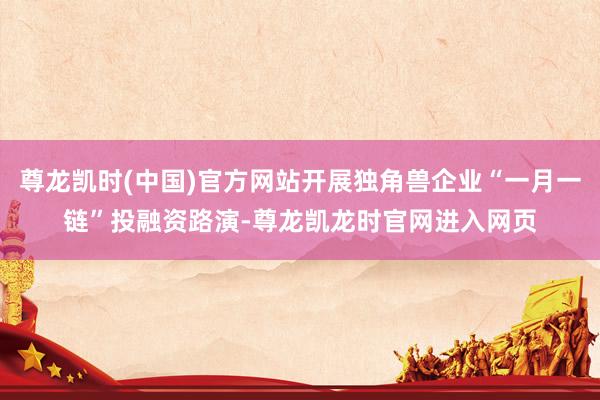 尊龙凯时(中国)官方网站开展独角兽企业“一月一链”投融资路演-尊龙凯龙时官网进入网页