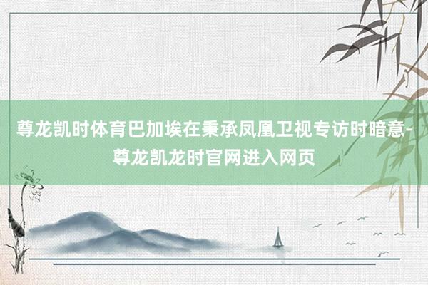 尊龙凯时体育巴加埃在秉承凤凰卫视专访时暗意-尊龙凯龙时官网进入网页