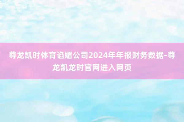 尊龙凯时体育谄媚公司2024年年报财务数据-尊龙凯龙时官网进入网页