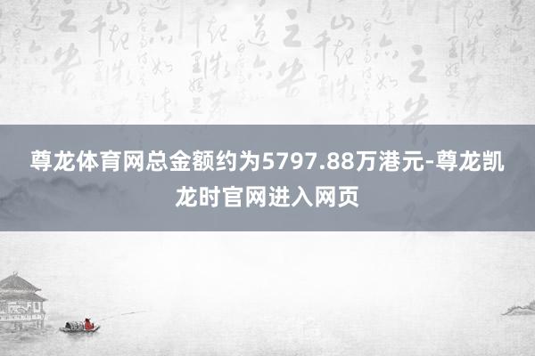 尊龙体育网总金额约为5797.88万港元-尊龙凯龙时官网进入网页