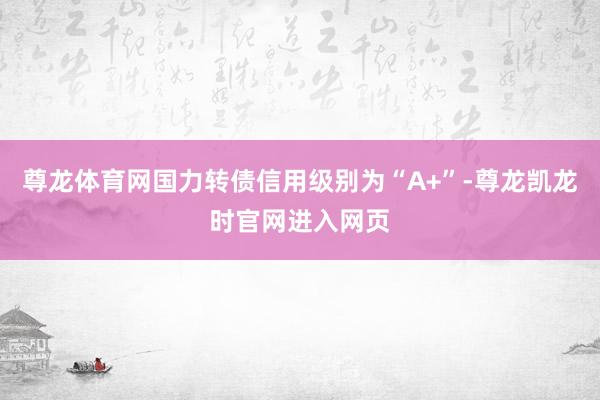 尊龙体育网国力转债信用级别为“A+”-尊龙凯龙时官网进入网页
