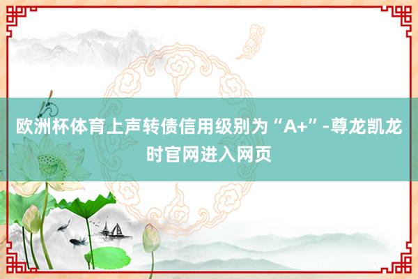 欧洲杯体育上声转债信用级别为“A+”-尊龙凯龙时官网进入网页