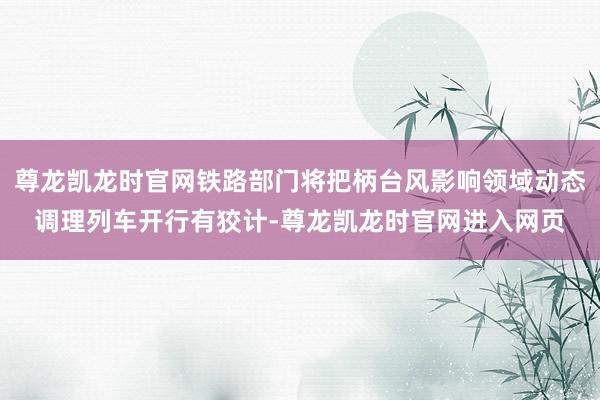 尊龙凯龙时官网铁路部门将把柄台风影响领域动态调理列车开行有狡计-尊龙凯龙时官网进入网页
