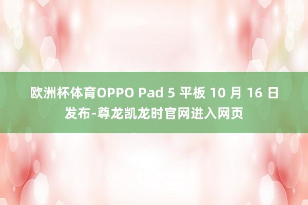 欧洲杯体育OPPO Pad 5 平板 10 月 16 日发布-尊龙凯龙时官网进入网页