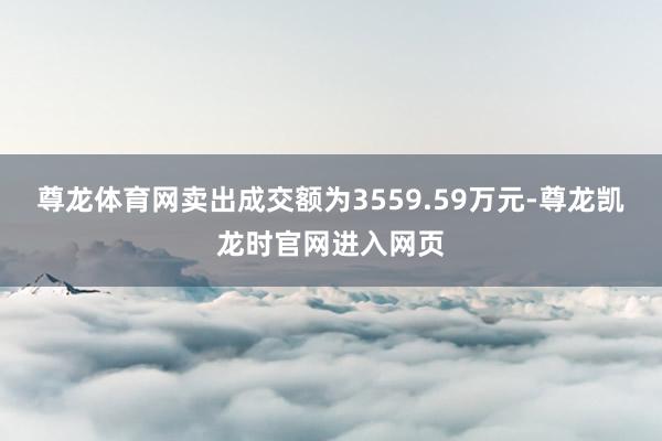 尊龙体育网卖出成交额为3559.59万元-尊龙凯龙时官网进入网页