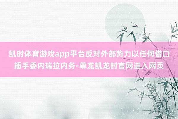 凯时体育游戏app平台反对外部势力以任何借口插手委内瑞拉内务-尊龙凯龙时官网进入网页