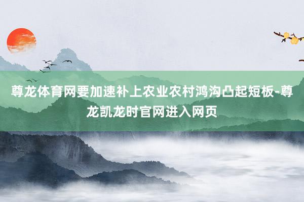 尊龙体育网要加速补上农业农村鸿沟凸起短板-尊龙凯龙时官网进入网页